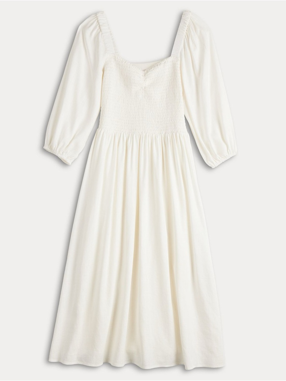 LC Lauren Conrad Cream Smocked Linen Midi Dress NWT XL - Picture 2 of 8